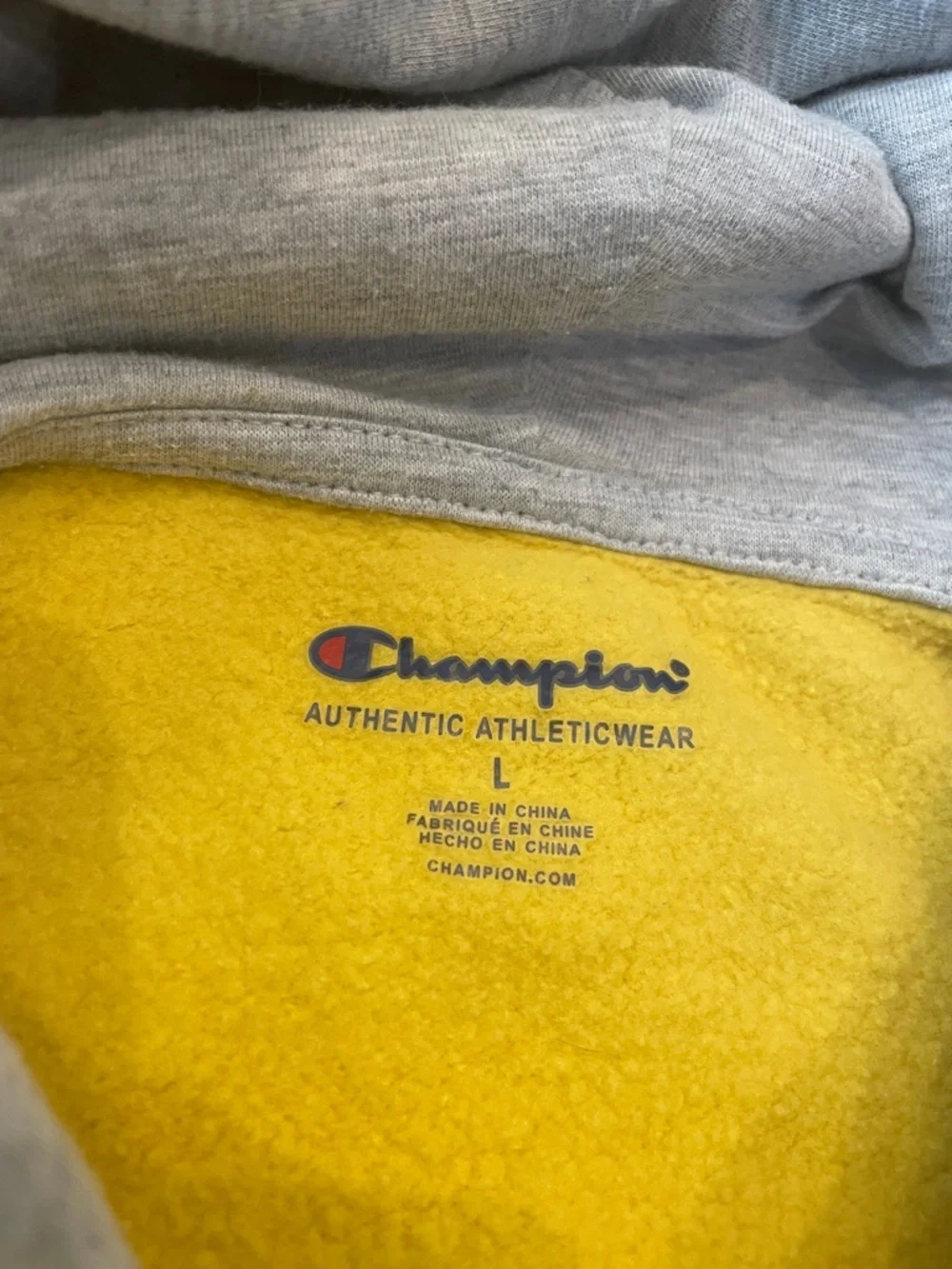 Champion Yellow Pullover Hoodie with Script Logo - Picture 4 of 5